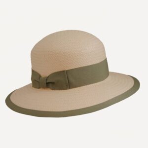 sombrero de mujer en color claro y cinta verde