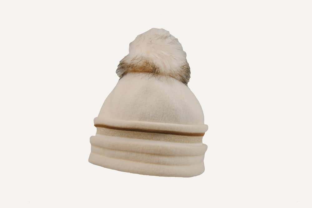 D2214PSJ-blanco gorro de lana con pompo