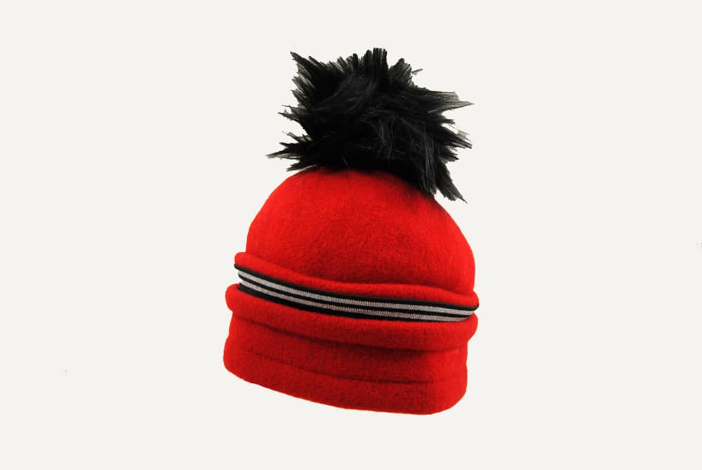 D2214PSJ-rojo gorro de lana con pompo