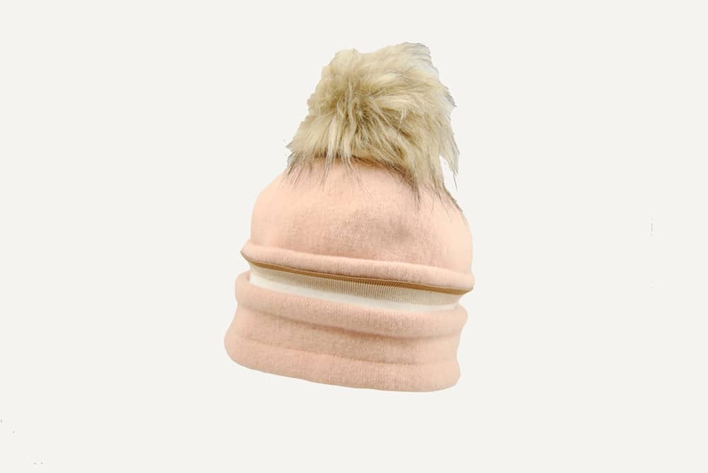 D2214PSJ-rosa gorro de lana con pompo en color rosa