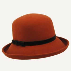 sombrero color teja con cinta tercipelo