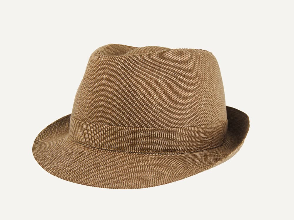 Trilby-Marrón-Lino-Nuevo- Sombrero de lino marrón