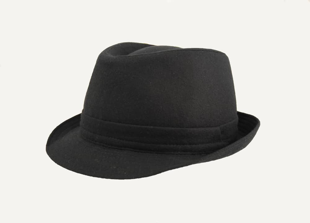 Trilby-paño sombrero de ala corta en color negro