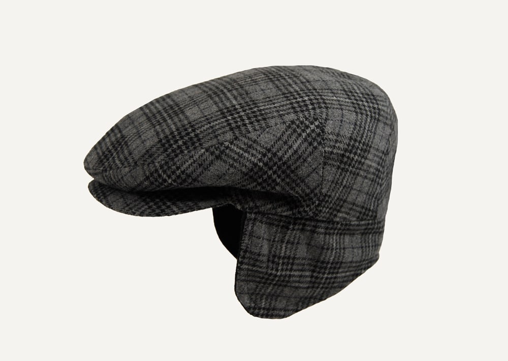 orejeras-gris-cuadros gorra de orejeras gris con cuadros y pata de gallo